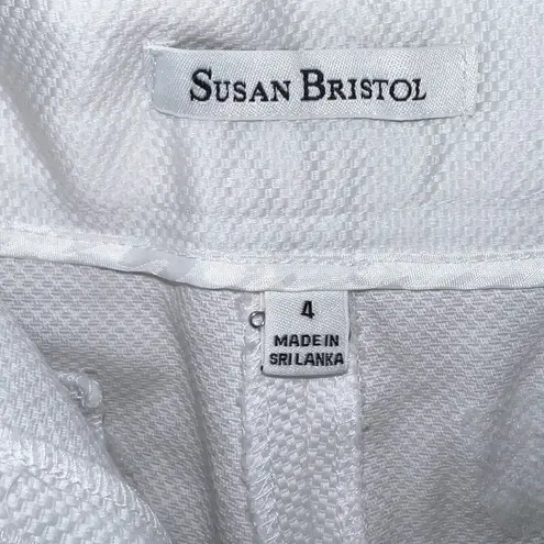 Susan Bristol Women's 4 White Cotton Flat Front Bermuda Shorts Stretch