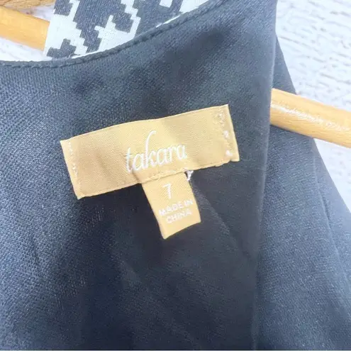 Takara NWT Black & White Houndstooth Belted Mini Dress Size 7