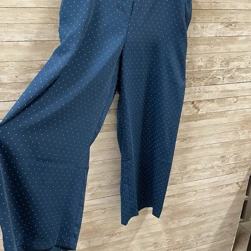 J. Jill Womens XL *READ Pants Wide Leg Pull On Comfort Blue AOP White Polka Dots