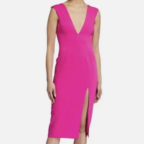 New! Jay Godfrey Cobalt Blue Deep V Plunge Midi Dress Size 6