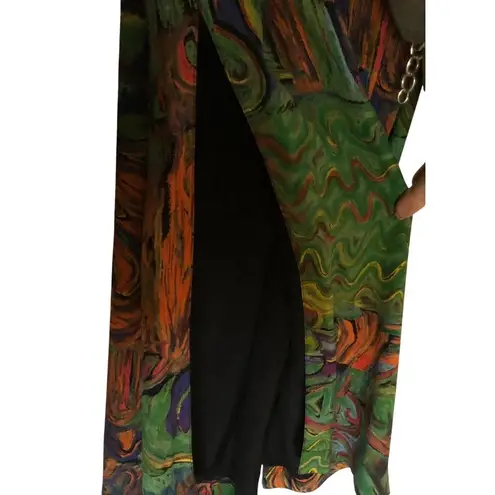 Vintage Platinum Dorothy Schoelen Skirt Set Jacket Top Skirt 2 pcs Sz S Abstract Black