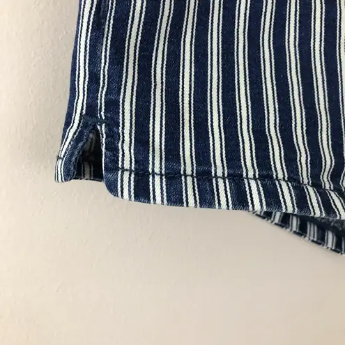 American Eagle  next level stretch Engineer stripe hi rise shortie jean shorts 0 thumbnail 77