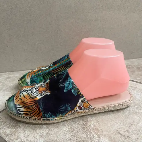 Johnny Was Biya JWLA Tigres Tiger Mules Espadrille Flats Slip On 8 Wore 1x Mint