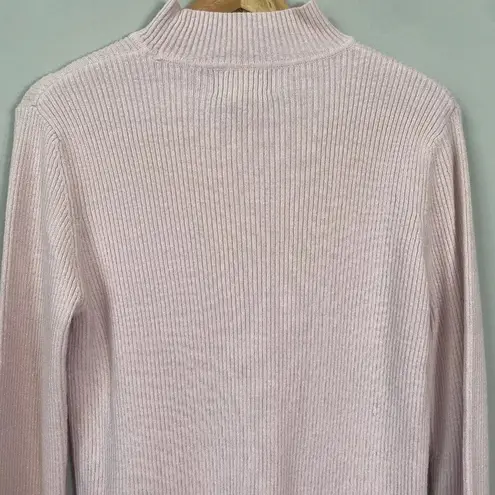 Sag Harbor NWOT Sparkly Mock Neck Knit Sweater Women's Size Medium Petite Pink