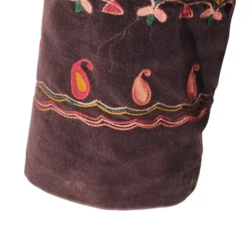 National Geographic Vintage Velvet Embroidered Coat Jacket Victorian Brown Large