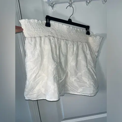 Hinge Needlepoint Embroidery Cotton Lined Ruched Stretch Waist MiniSkirt Size 1