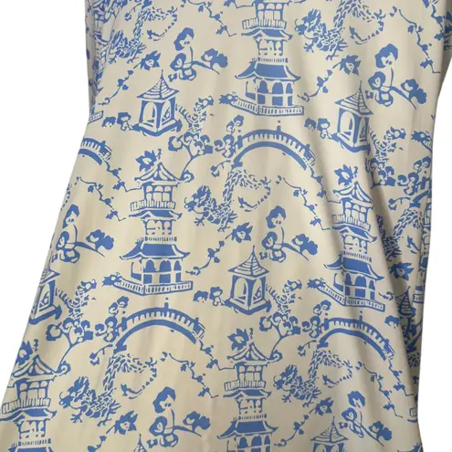 Jude Connally Megan Short Dress Chinoiserie Print Asian Artsy Size XS Blue White
