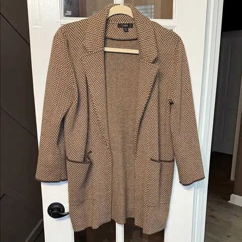 J.Crew  Sophie Brown Herringbone Cardigan Sweater Blazer Cotton Wool Blend XS