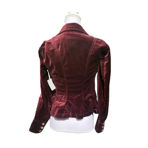 Maeve Anthropologie Velvet Burgundy Blazer Size 6P Petites NWT