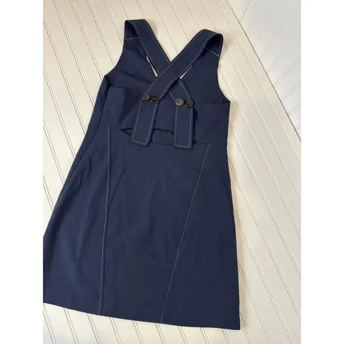 Misha Nonoo Dark Wash Blue Denim Mini Overall Dress Cotton Casual Size M Size M