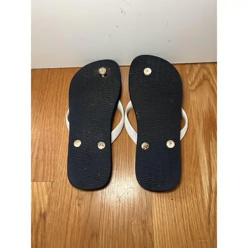 Havaianas Flip Flop Sandals Shoes Mens Size 8 Navy White Anchor Print Beach