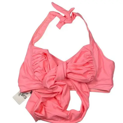 Sporlike Halter Top Women's Size M Bow Tie Ruched Swim Top Beach Summer Pink Size M