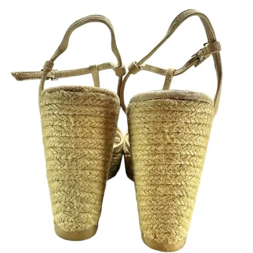 Colin Stuart Natural Espadrille Wedge Heel Sandals Strappy Size 7.5 Beige