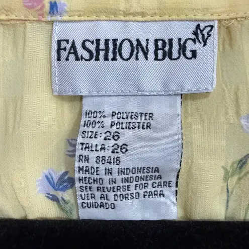 Fashion Bug Vintage 2X Yellow Floral Tie Front Crop Top Cottagecore Boho Retro