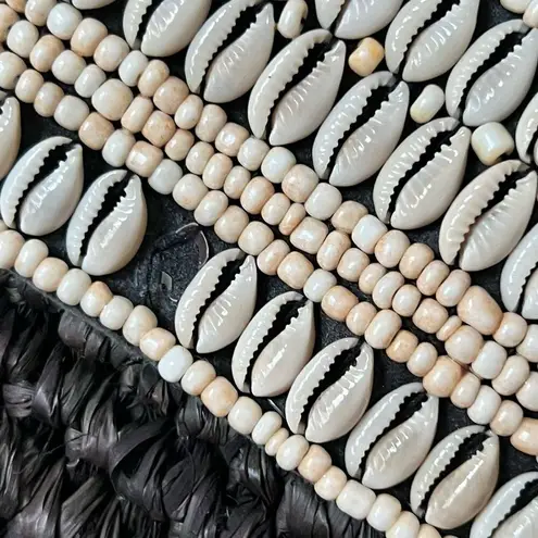 COCOBELLE BUZIO COWRIE & RAFFIA X LARGE TOTE BAG Black