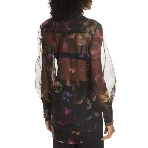 Equipment New Dark Floral Print 100% Silk Shirt Long Sleeved Md-Long Blouses Lg
