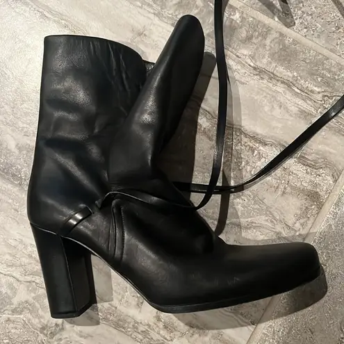 Jil Sander  Black Leather Boots, Size 38.5 (Made in Italy) EXCELLENT!