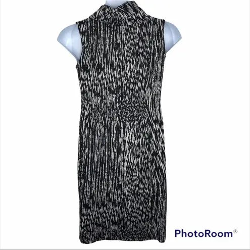 Nina Leonard  Lemmie Sleeveless Snakeskin Midi Dress Black & White Medium