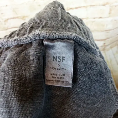 NSF Sweatpants Women S Heather Gray Cotton Slouchy Drop Crotch Pull On Crop Pant