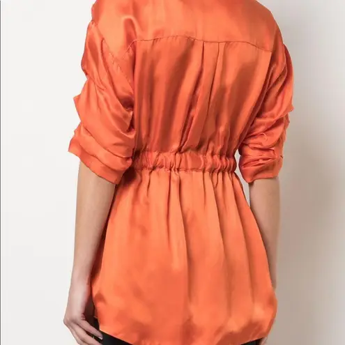 Cinq a sept blood orange belted satin kiera blazer Size XS