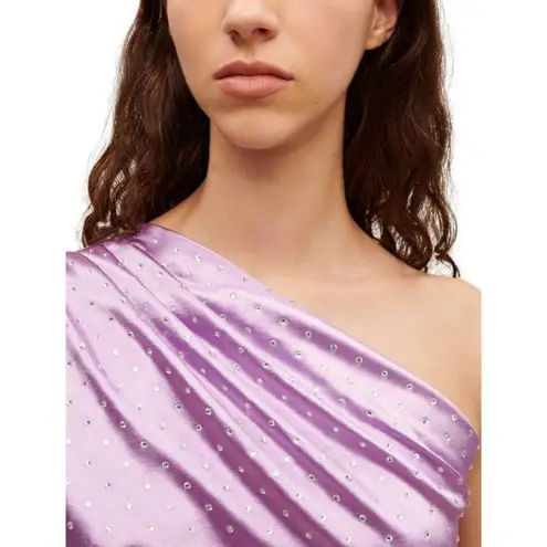 Maje Satiny Asymmetric Mini Dress Women's M Crystal Embellished One Shoulder NWT