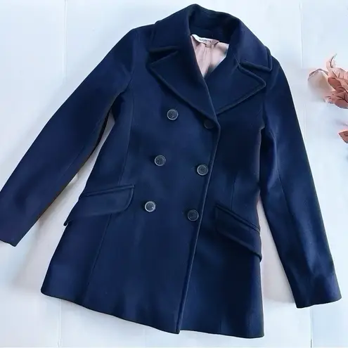 Fleurette Women’s Reese Midnight Double Breasted Wool Peacoat Size 0 Blue