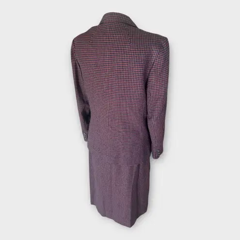 Pendleton Vintage Wool Skirt Suit Red Navy Checked Women's Sz 14 Preppy Tailored