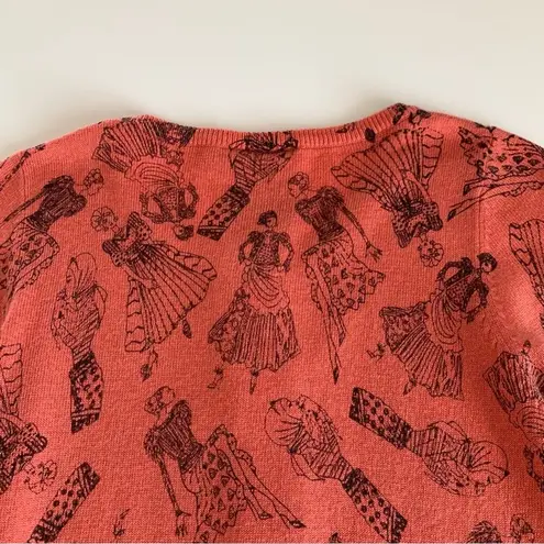 Twelve By Twelve Coral Pink and Black Fashionista Women Print Cardigan Medium