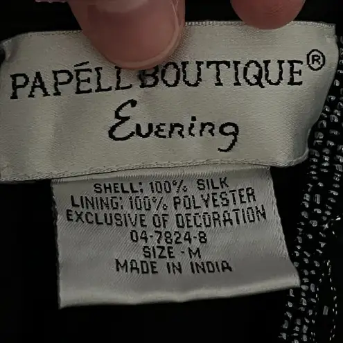 Papell Boutique Papell Botique Evening VTG silk beaded halter top black navy size medium