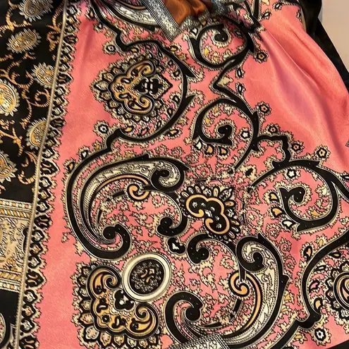 Gorgeous XXZ szM empire waist w/tie satiny paisley print dress hidden zipper EUC Brown Size M