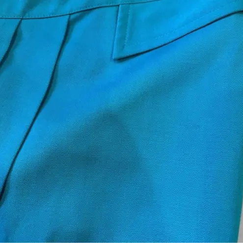 Carla Roveda Teal 100% Wool Pleated Midi Skirt Italian Designer Size L Green