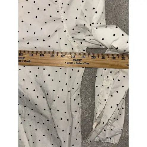 Garnet Hill Women's White & Black Print Organic Pima Cotton Buttoned Shirt 8