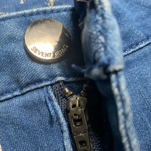 Seven7 Womans Sz 14 Plus Cutoff Jean Shorts Stretch Pockets Denim Embroidered