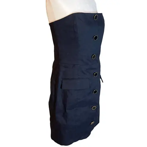 Veronica Beard Aldrich Dress in Navy 10 New Womens Strapless Cotton Mini
