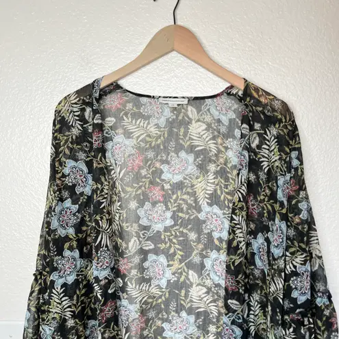 American Eagle Outfitters Sheer Chiffon Floral Kimono Black L/XL Boho