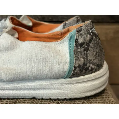 Hey Dude Women's Size 7 Wendy Snake Linen White Cotton Canvas Slip On Shoes