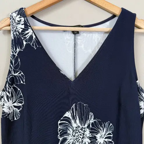 Boston Proper Floral V-Neck Maxi Dress Womens Small Blue Slit Wedding Party NWOT