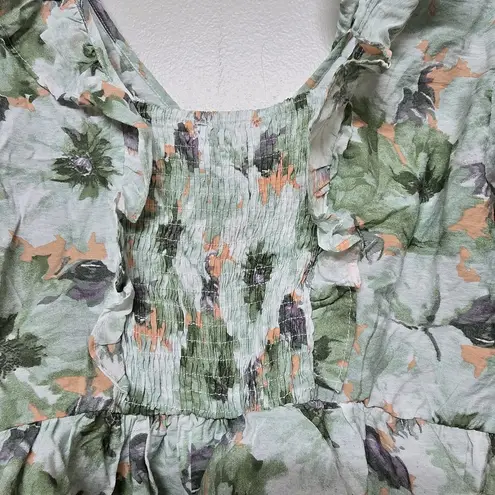 En Saison Kieran Tied Puff Sleeve Green Floral BOHO NWT Croppes Blouse Size M Size M