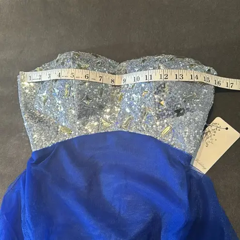 Women’s Blue Full Length Sparkly Tulle & Sequined Prom Party Dress Size XS
