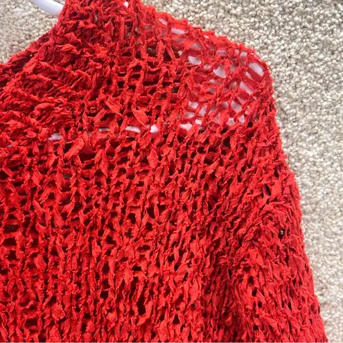 Arden B Imperfect y2k 100% silk top large crochet style crinkle red baddie going out top