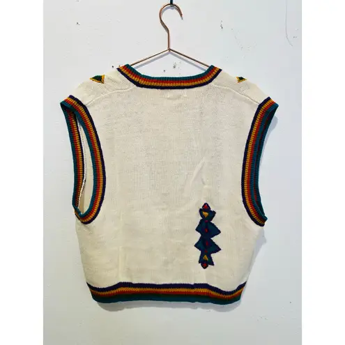 Vintage Napa Valley Rainbow Aztec Copper Button Sweater Vest Size Extra Large