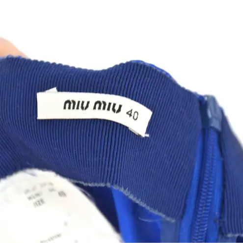 Miu Miu Satin Pleated A-Linen Midi Skirt in Royal Blue Women's 40 US 4