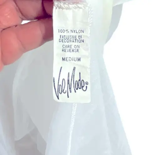 Vintage Val Mode Ivory Pink Chiffon Semi Sheer Nightgown Sheer Robe in Pink Trim Size M