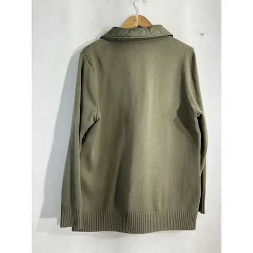 Womans D & Co XL Green Quilted Puffer Outdoor Sweater