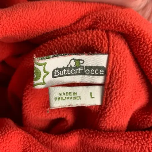 Sahalie Butter Fleece Pullover Womens Size Large Coral Red Fleece 1/4 Snap Mock - Image 5