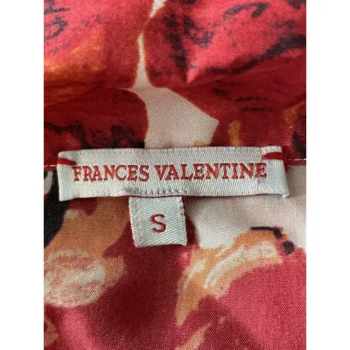 Frances Valentine Harriet Red Silk Blouse Women's Size Small Floral Button Front