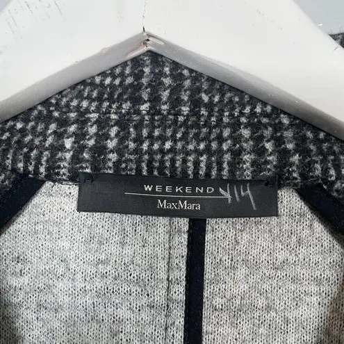 Max Mara Weekend Women M Black Gray Wool Plaid Coat Jacket Blazer Unlined Pocket