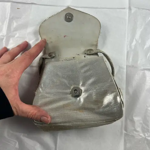 Distressed pretty silver petite handle purse