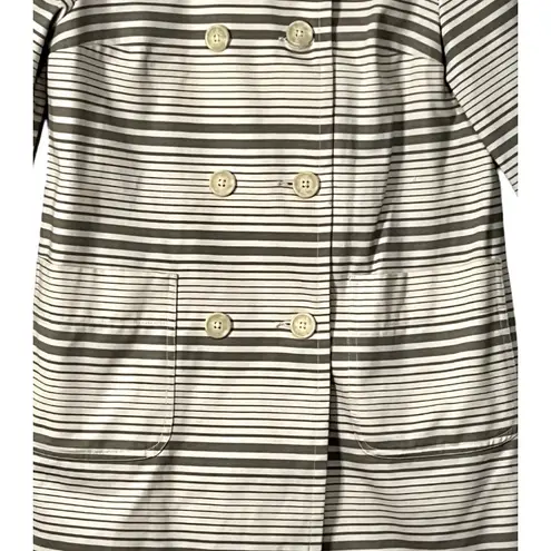 Proenza Schouler Coatigan Womens Size M Gray Striped Cotton Pockets Midi Buttons