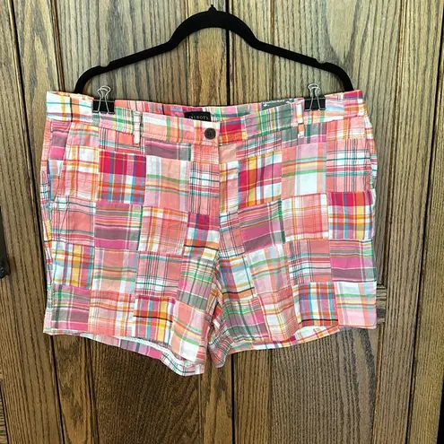 Talbots NWT  | Relaxed Chino Shorts 6” inseam Madras Patchwork Shorts | size 16P